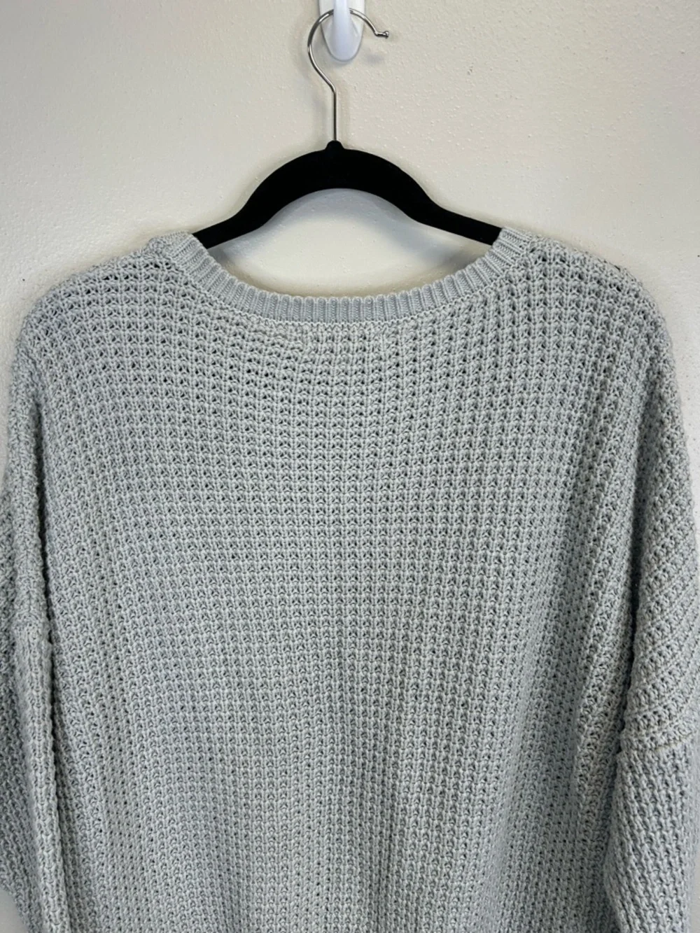 Waffle Knit Sweater Size S Doleman‎ Sleeve Comfy Minimalist Neutral Light Gray